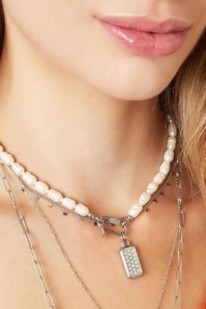 Perlenkette mit ovalem Verschluss Silber Perlmutt h5 Bild3